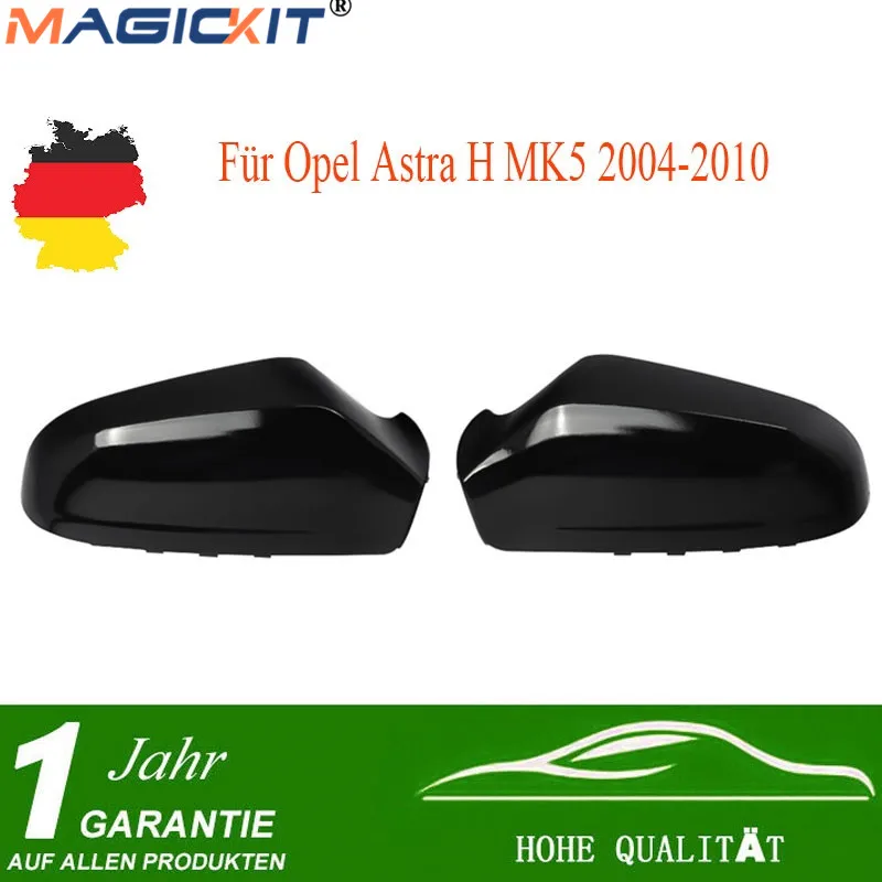 MagicKit Pár Lesklý Čierny Auto Spätné Zrkadlo Škrupiny Krídlo Zrkadlo Pokrytie Chránič Spp vhodné Na Vauxhall Opel Astra H 04-09 MK5