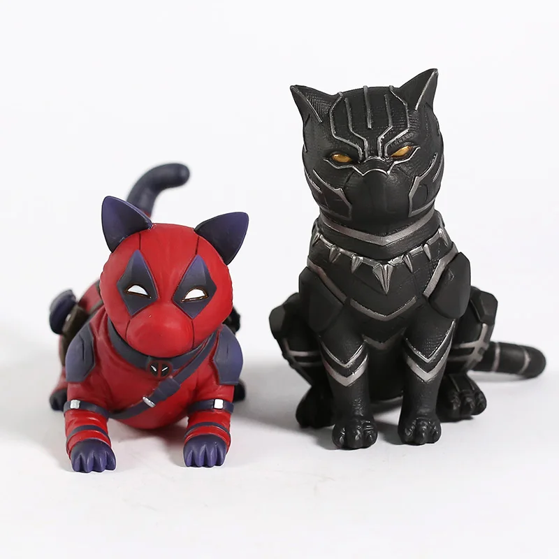 Marvel Deadpool Puppy & Black Panther Mačka Roztomilý Super Hrdina Obrázok Modelu Hračka