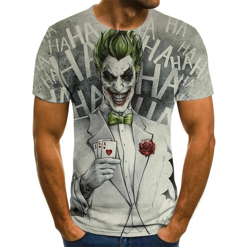 MenTee Tričko Horor Film Červený Nos Klaun Joker 3D Tlač Tričko Muži/Ženy Hip Hop Streetwear 80s/90s Chlapci Cool Oblečenie Muž