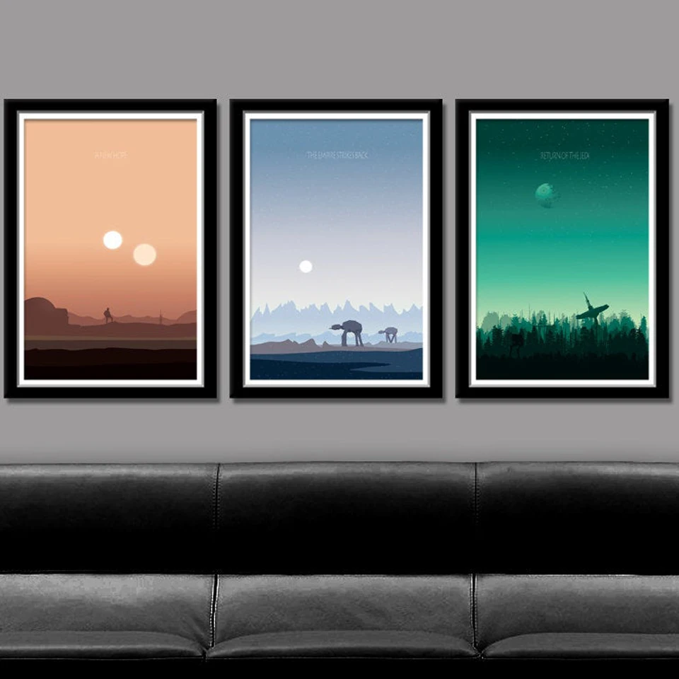 Mesiac Plagáty a Vytlačí západ Slnka Krajiny Minimalistický Plátno, Maľovanie obrazov na Stenu pre Obývacia Izba Domova