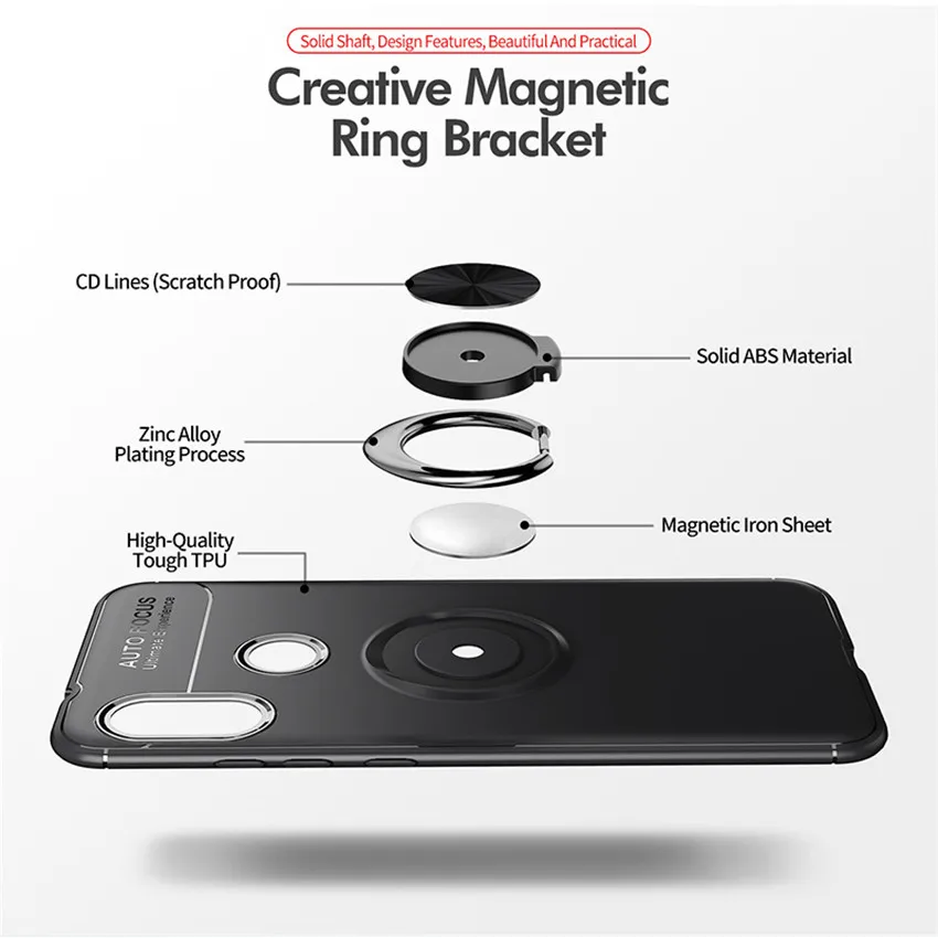 Mi A2 Lite Magnetické puzdro pre Xiao Redmi S2 Y2 Telefón Prípadoch Luxusné Auto Adsorpcie Krúžok Držiak na Stojan Zadný Kryt pre Redmi 6 Pro
