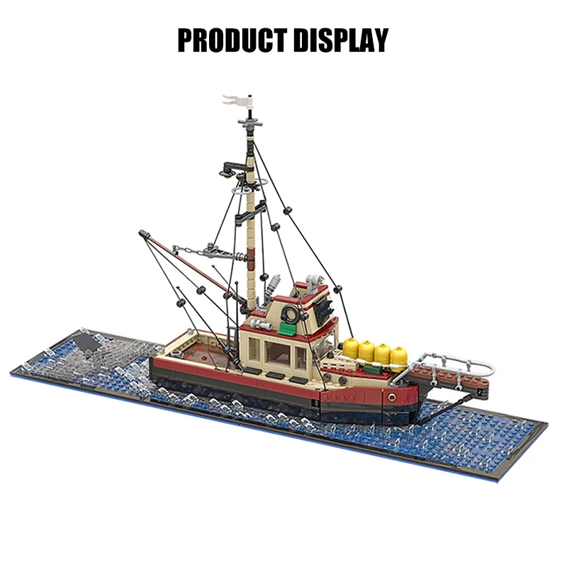 MOC Mesto Výletnú Loď Ocean Prieskum Shark Rybársky Čln DIY stavebným Obrázok Vzdelávania Model Tehly Hračky Pre Deti,