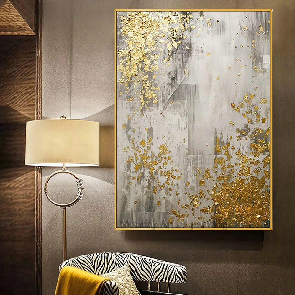 Moderné Abstraktné plátno Olej Obrazy Ručne maľované Abstraktné zlato olejomaľba obrázok nástenné maľby Obývacia Izba domáce Dekorácie