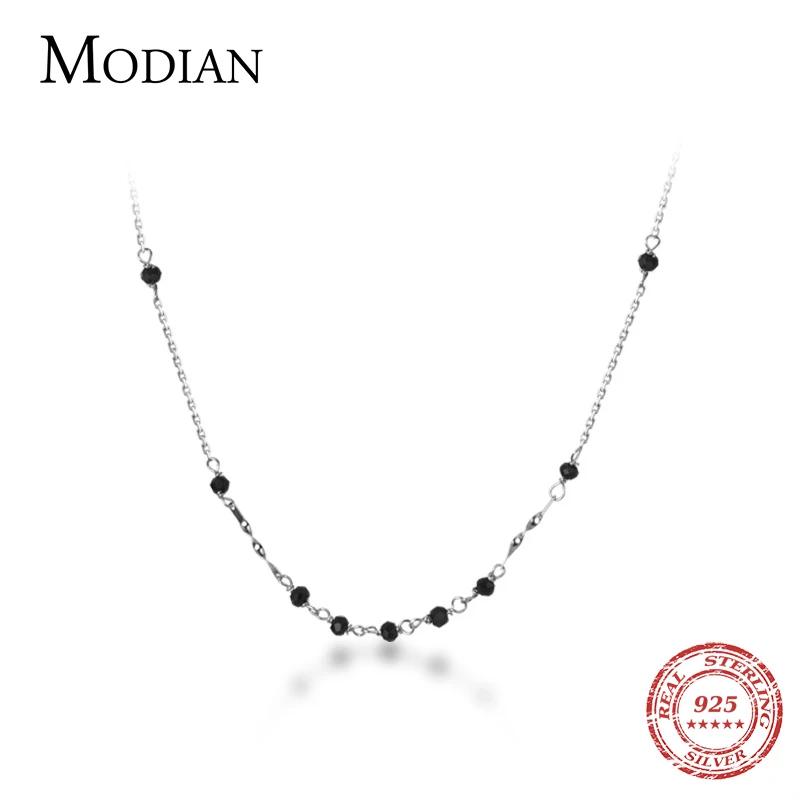 Modian Hot Black Crystal Loptičku Nepravidelný Rýdzeho Striebra 925 Náhrdelník Prívesok pre Ženy Nastaviteľné Náhrdelník Jemné Šperky
