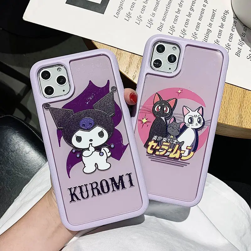 Moje melódie Japonskom Anime Sailor Moon pár fialová KUROMI Darebák telefón puzdro pre iPhone SE 11 X XR XS MAX 7 8 Proti pádu Zadný Kryt