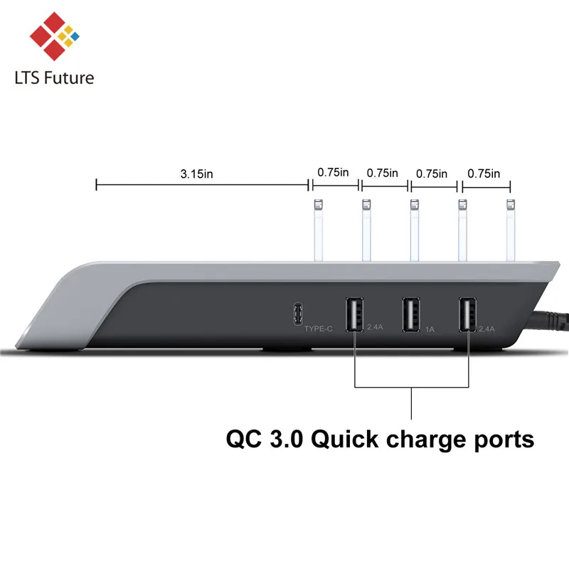 Multi 4 Port Rýchle Nabíjanie QC 3.0 USB Nabíjačka Telefónu Bezdrôtovú Nabíjačku Station Dock Stojan, Držiak Pre Tabuľky/Smart Hodinky/Power Bank