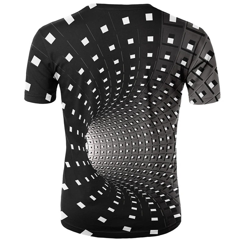 Muži Krátke Sleeve Tee Topy 3D Vírivá Tlač Optické Ilúzie T-Shirt JL