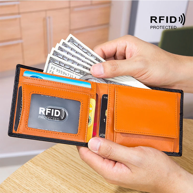 Muži Peňaženka na Mince Vrecku pravej Kože ID Kreditnej Karty Držiteľ RFID Proti Krádeži Karty v Hotovosti Pánske Peňaženky držiteľa Karty, Luxusné Značky