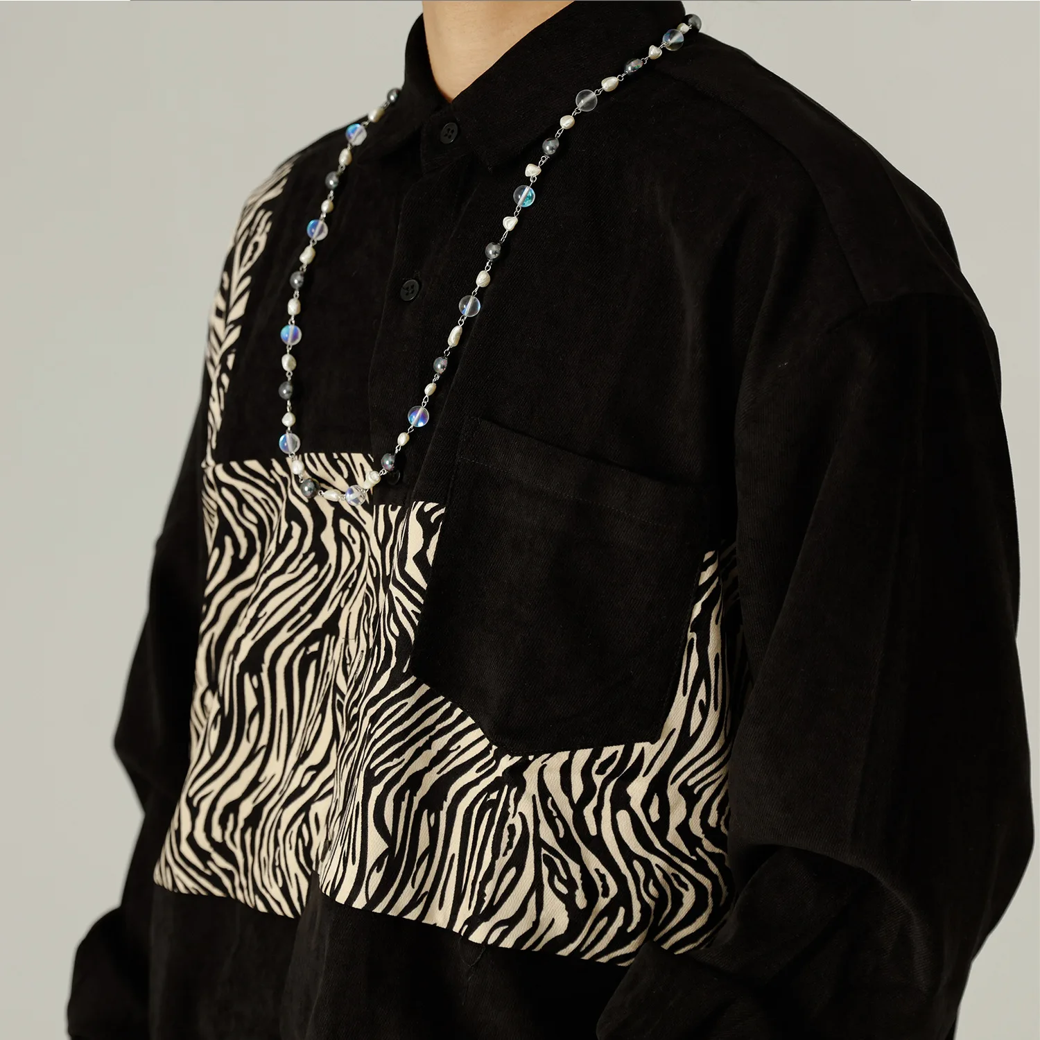 Muži Zebra Vzor Spájať Black Voľné Bežné Dlhý Rukáv Tričko Retro Muži Ženy Streetwear Hip Hop Tričká