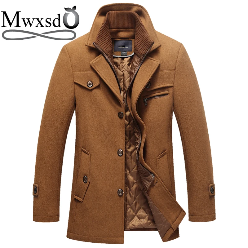 Mwxsd značky zimné pánske Vlny kabát mužov teplé vlny bunda a kabát muž teplé plus hrubý kabát, kabát pre -30