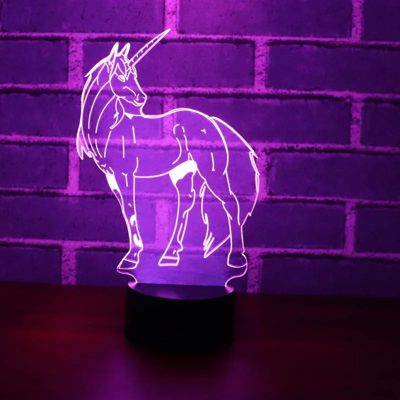 MYDKDJL 3D LED Nočné Svetlo pre Elegantný Jednorožec s 7 Farieb Svetla, pre Domáce Dekorácie Kôň Lampa Úžasné Vizualizácie Optické
