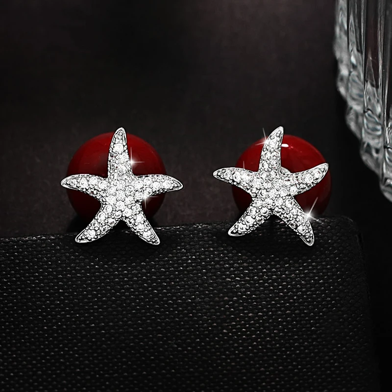 Móda Cubic Zirconia Hviezdice Stud Náušnice Biele A Červené Pearl Náušnice Pre Ženy Dvojité Bočné Striebornej Farbe Strany Šperky