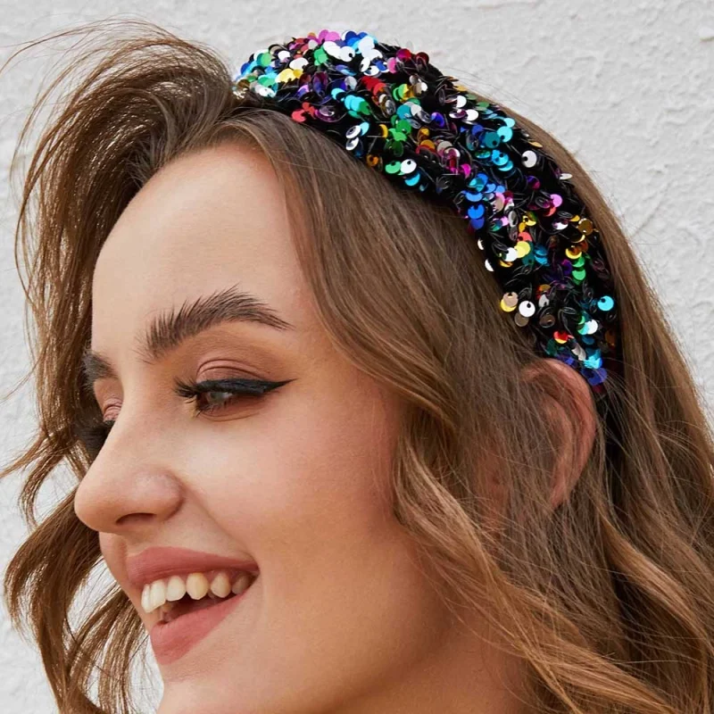 Móda Flitrami Hairband Pre Ženy, Dievčatá Umyť Tvár Široký Hlavový Most Ženské Vlasové Doplnky Dámske Svadobné Party Pokrývku Hlavy Headpiece
