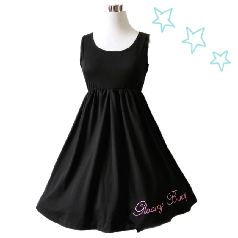 Móda Nový Japonský Lolita Jar Leto Cartoon Králik Tlač 2 Ks Oblek dievčatá Top+Šaty Sladké Roztomilý Black Králik dievčenské šaty