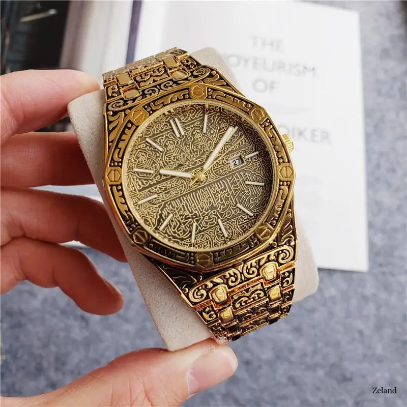 Móda quartz hodinky mužov Značky luxusné Retro zlaté nehrdzavejúcej ocele sledovať mužov zlaté pánske hodinky reloj hombre
