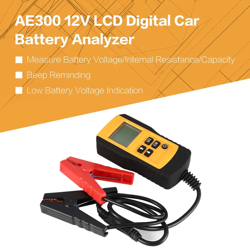 Na Sklade AE300 12V LCD Digitálny Akumulátora Auto Systému Analyzer Automobilového Vozidla Napätie Batérie ohm Tester Diagnostický Nástroj