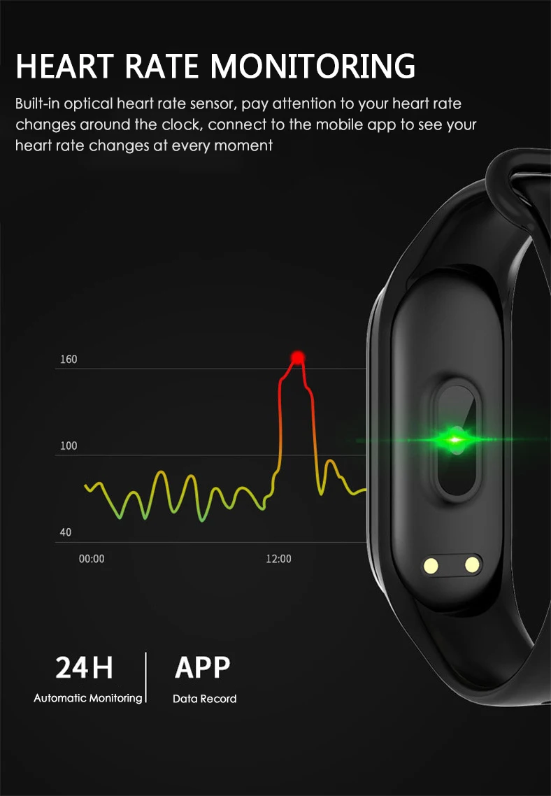Najnovšie M4 Smart Band Náramok Hodiniek Fitness Tracker Náramok Farebný Dotykový Šport Srdcovej frekvencie, Krvného Tlaku Monitor pre Android