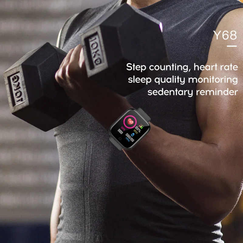 Najpredávanejšie 2020 Smartwatch Veľkoobchod Y68 Nepremokavé Šport Fitness Tracker Náramok Krvného Tlaku, Srdcovej Frekvencie Smart Hodinky