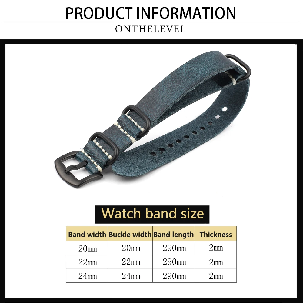 Nato Watchband Originálne Kožené Hodinky Remienok 20 mm 22 mm 24 mm Modrá Hnedá Zulu Popruh pre Mužov Hodinky Náramkové hodinky Pásma Náhradné