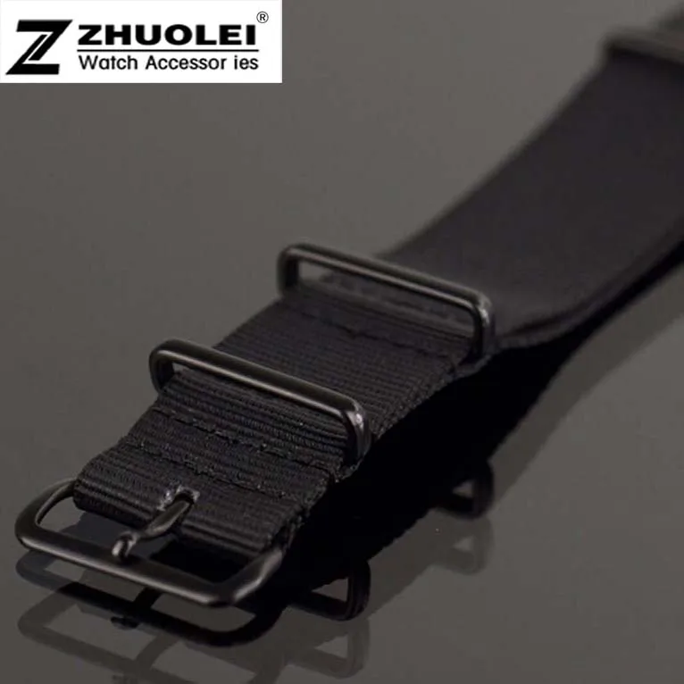NATOBlack Nylon Textílie Watchbands s Nerezovej Ocele, PVD black krúžky Tleskne Odolné 18 mm 19 mm 20 mm 21 mm 23 mm 22 mm 24 mm