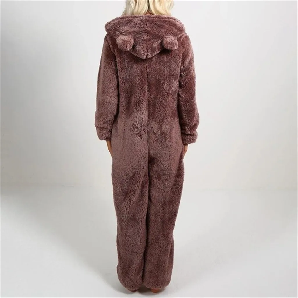 Načechraný Hoodies Ženy Kawaii Mikina Roztomilý Medveď Ucho Spp Jeseň A V Zime Teplý Pulóver S Dlhým Rukávom Jumpsuit Fleece Sleepwear 2020