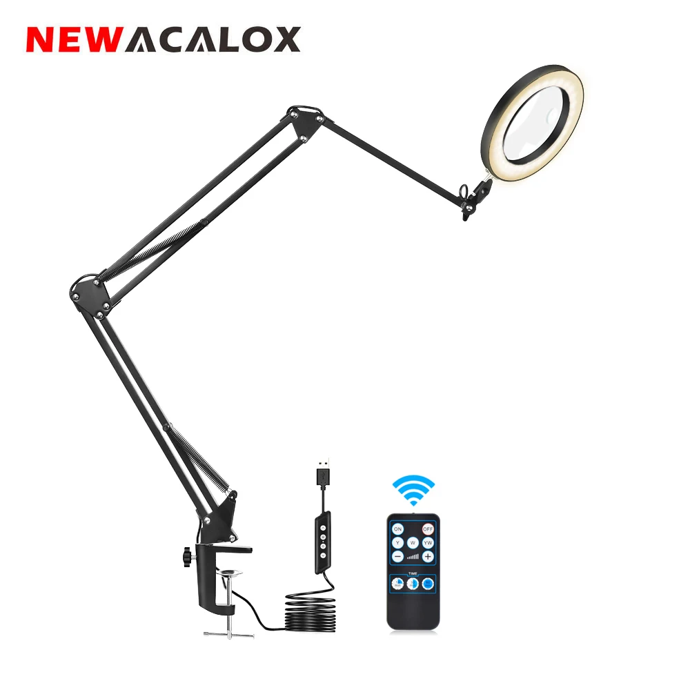NEWACALOX Bezdrôtové Diaľkové Ovládanie LED Lampa 5X Zväčšovač 3 Stmievanie Režimy Svetla USB Napájací zdroj pre Zváranie Krásu Čítanie Nástroj