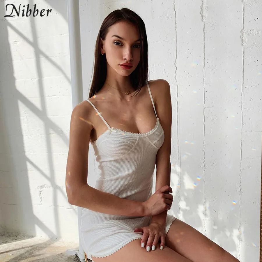Nibber sexy čipka biela vidieť-cez mini šaty žien 2019 letná party noc elegantné luk bodycon krátke šaty úsek Slim mujer