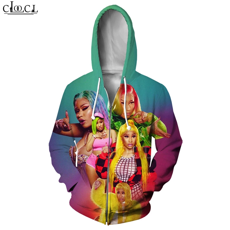 Nicki Minaj Crossover Teplé Spevák T Shirt 3D Tlač Jogging Nohavice Vyhovovali Harajuku Mikina Muži Ženy Bežné Zips s Kapucňou, Kabát