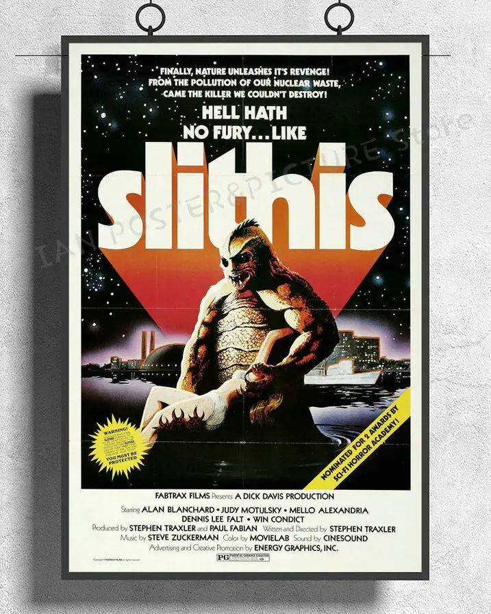 NJ390 Spawn z Slithis Film (1978) Horor a Sci-Fi Stenu, Nálepky Hodvábny obrázok Plagátu Domáce Dekorácie