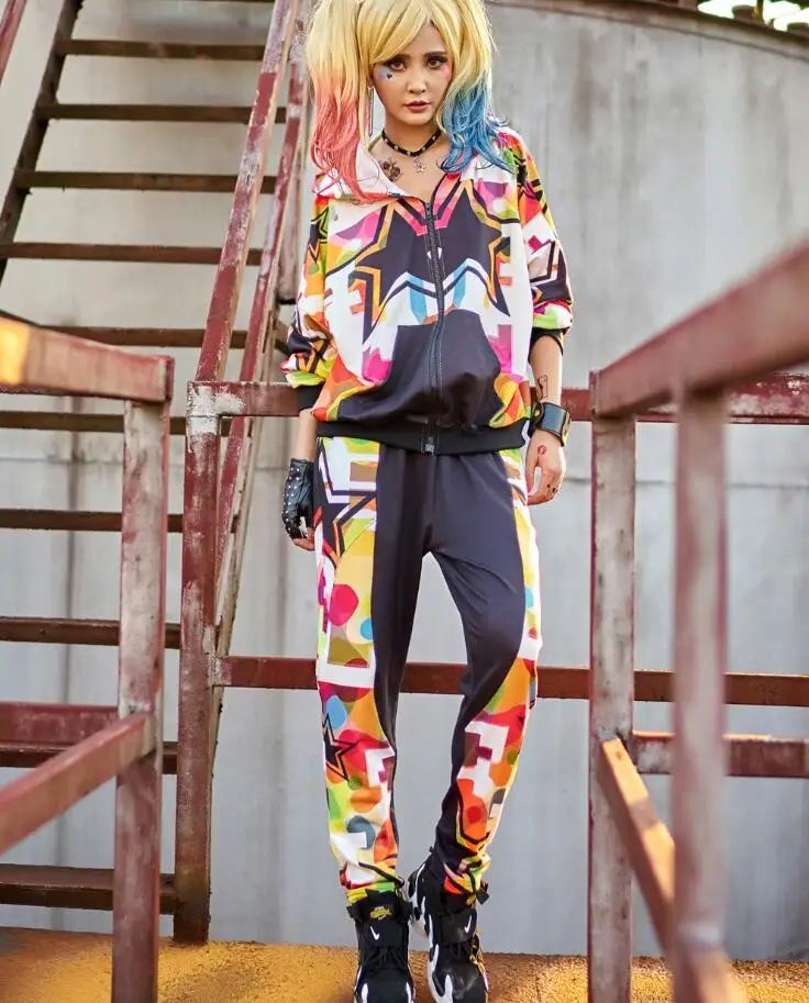Nohavice Ženy 2019 Nové Jeseň Zakrývanie Tlač Nohavice Streetwear Cool Girl Fashion Nohavice Elastický pás Hip Hop Jogger sweatpants
