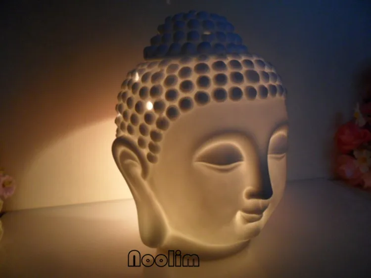 NOOLIM Buddha Hlavu Aromatických olejov Horák Keramické Aromaterapia Lampu, Sviečku Aróma Pece Olejové Lampy Domova Kadidlo Horák