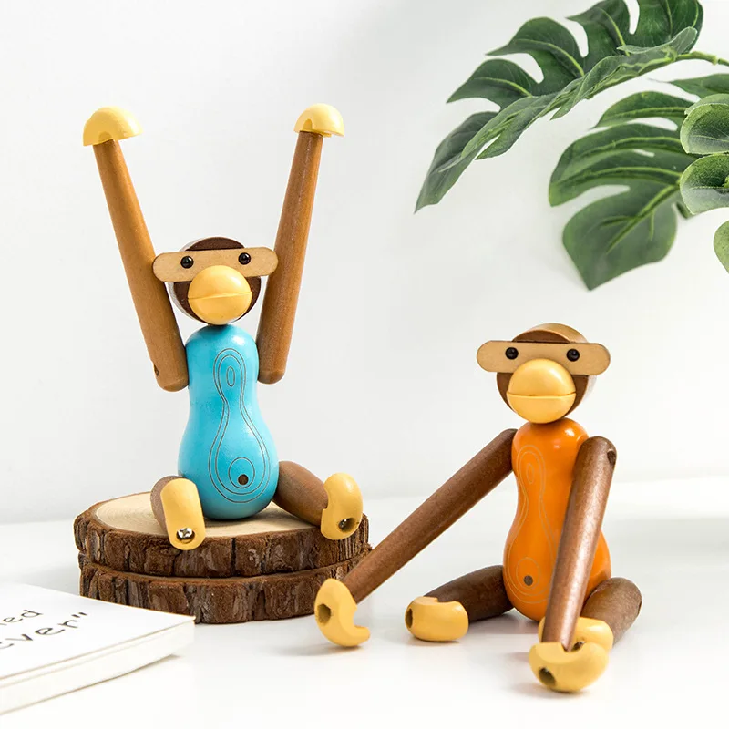 Nordic iny roztomilý tvorivé opice drevené ozdoby nástenná polica rozloženie Domova TV kabinet dekorácie