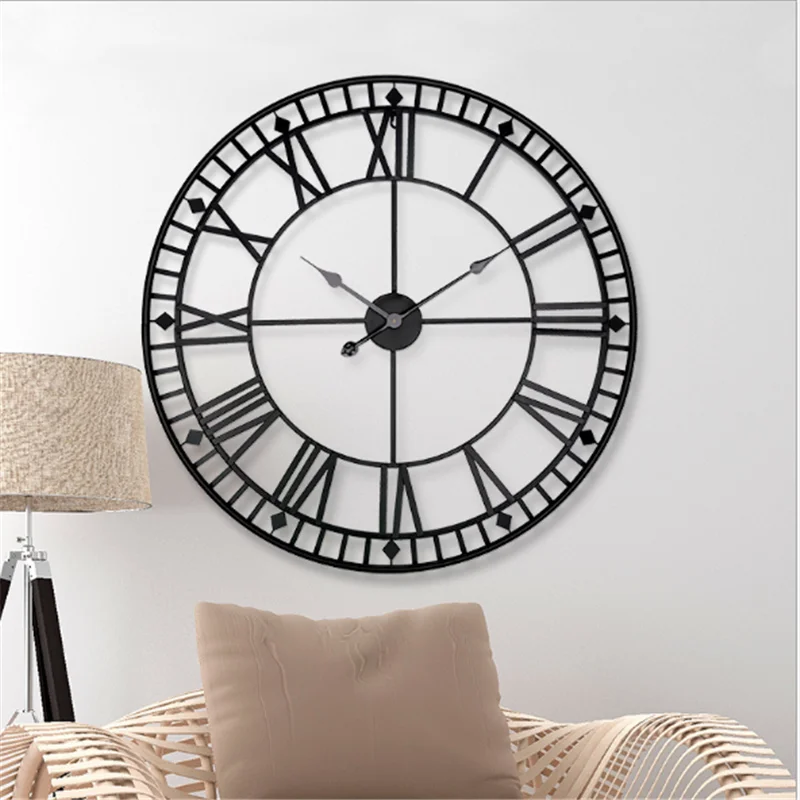 Nordic štýl retro nástenné hodiny big domov hodiny tvorivé kovaného železa dizajn visí hodiny, dekorácie pre obývacia izba hotel silent