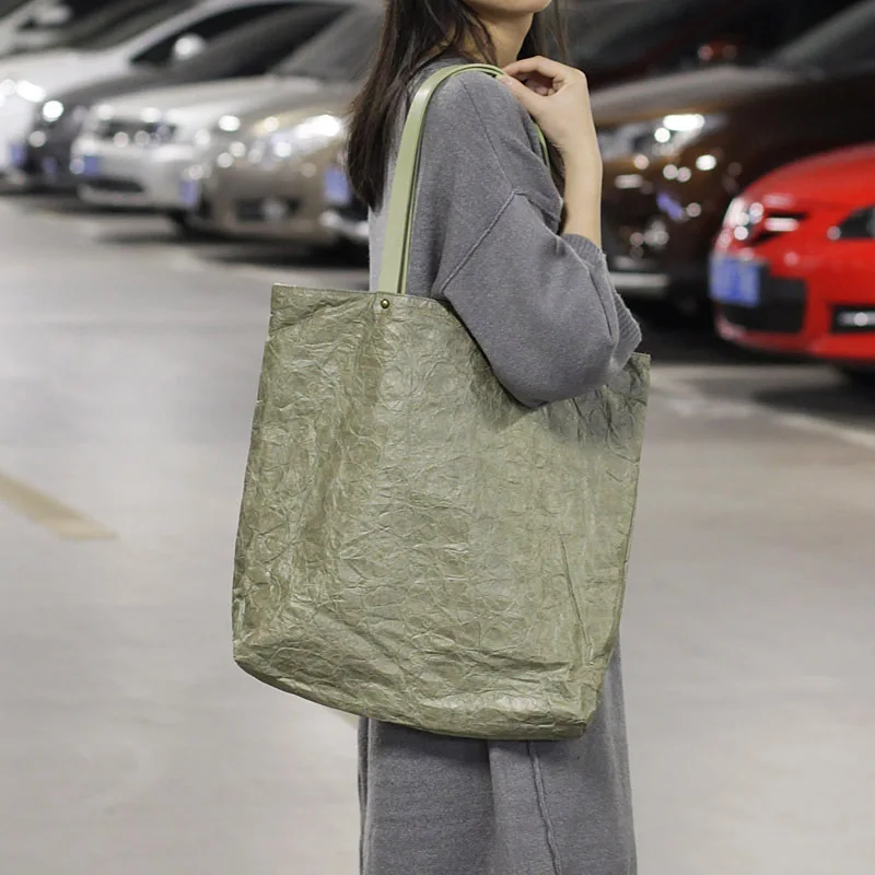 Nová Európa verzia retro taška kraft papier taška cez rameno plátno materiál ženy veľké tote bag