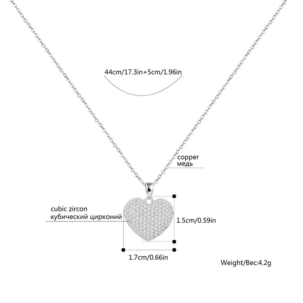 Nové 3D Láska Srdce Náhrdelníky pre Ženy Zlato Tenké Striebristé Reťazí CZ Zirkón Malé Srdce Choker Módne Šperky, Svadobné Dary