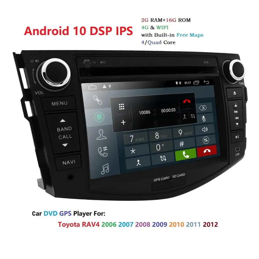 NOVÉ !!! Android 10 auto dvd prehrávač pre Toyota RAV4 Rav 4 2007 2008 2009 2010 2011 2 din 1024*600 auto dvd, gps, wifi, rds TPMS