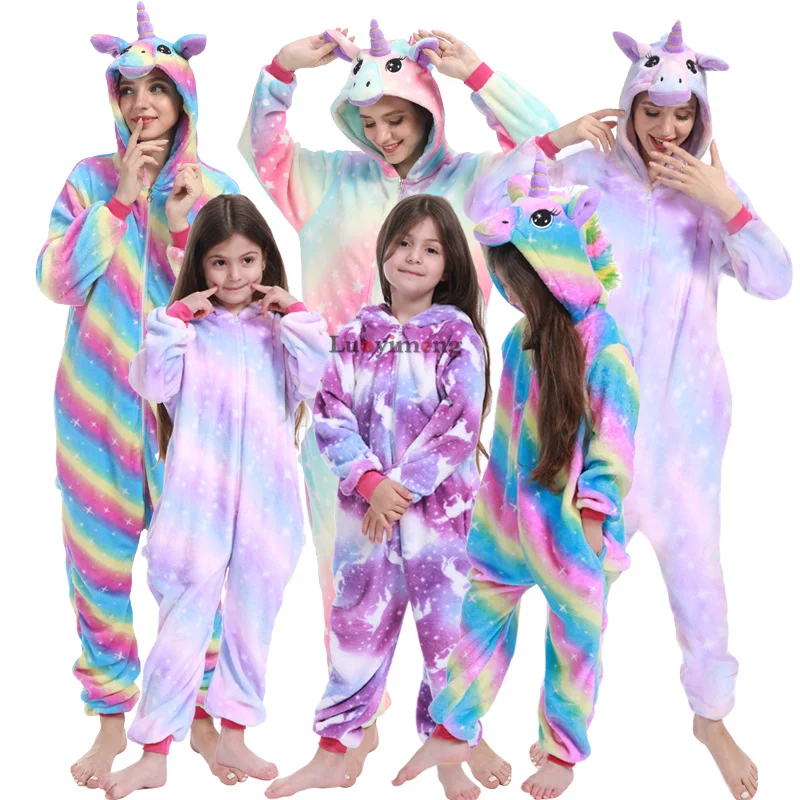 Nové Deti Králik Kigurumi Pyžamá Pre Dospelých Žien Pijama Vyhovovali Zvierat Cartoon Jednorožec Onesies Chlapci Kostýmy Zimné Dievčatá Jumpsuit
