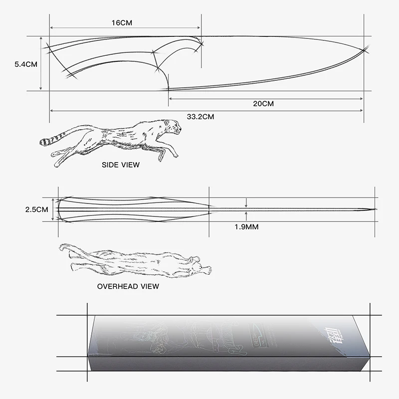Nové!Gepard Série Kuchyne Šéfkuchára Nože 8 Palcový 67 Vrstvy Damasku Japonský Nôž Ebnoy Veľká Rukoväť VG-10 Ocele 2019 najlepšie Nože