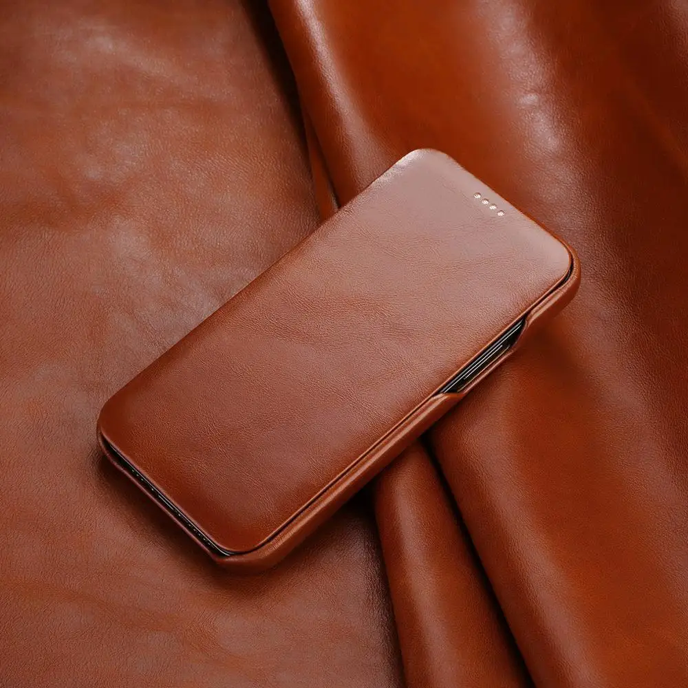 Nové ICARER Luxusné Značky Telefón puzdro pre iPhone 12 Mini Zakrivené Hrany Flip Originálny Kožený Retro obal pre iPhone 12 pro Max