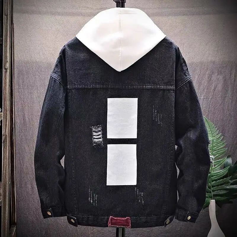 Nové Kapucňou denim jacket pánske 2020 Nové Jar a na Jeseň kórejská Verzia Fashion Bežné Bunda módne kabát Mužov Jesenná Bunda