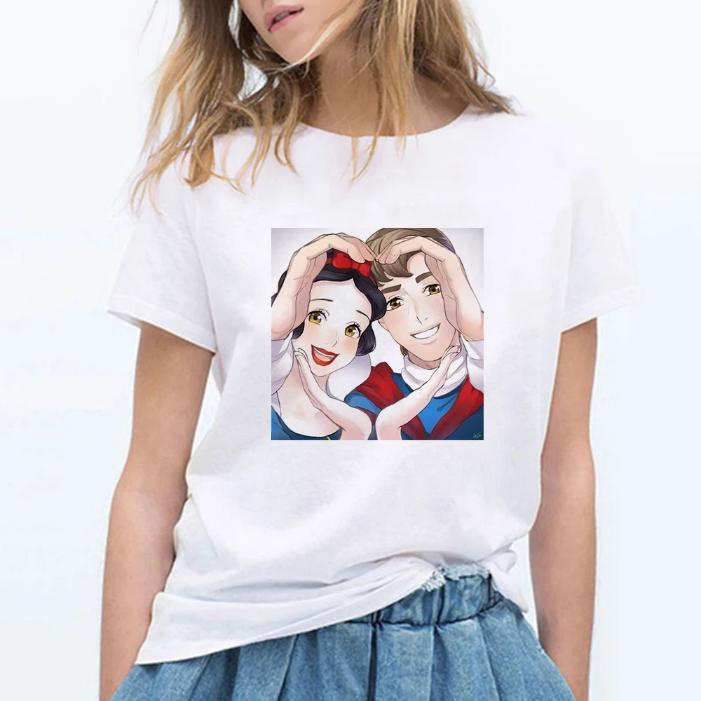 Nové Letné Módne Princezná Belle Snow White Ariel Alice Popoluška Aurora T-shirt Ležérny Top Lady Tričko Lady Dievča ženy košele