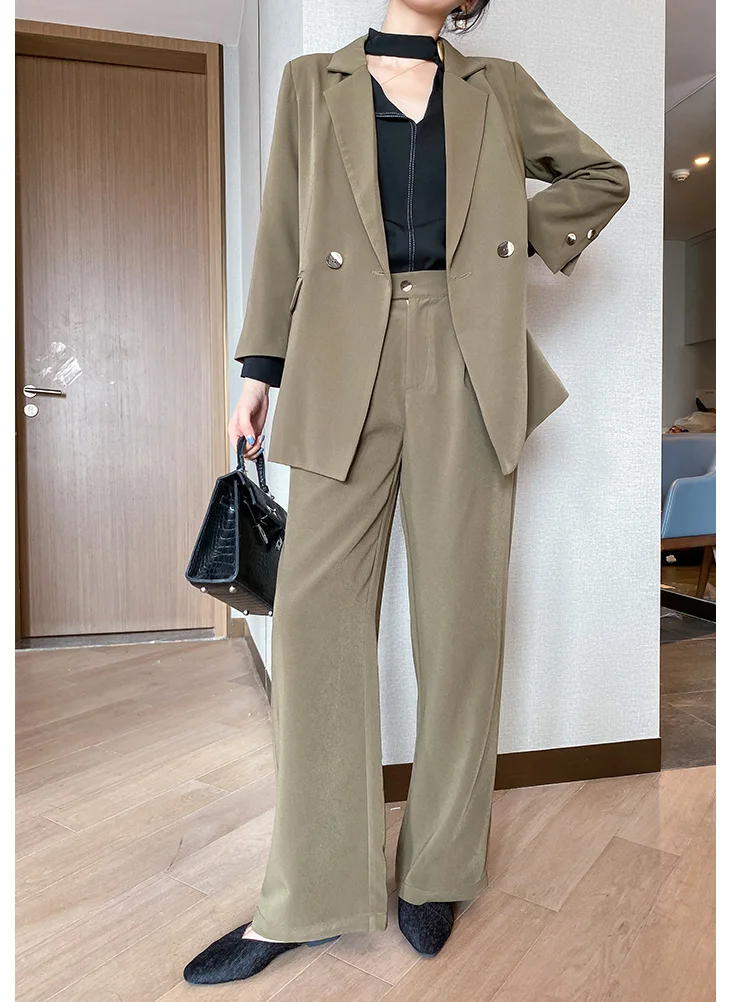 Nové Modré Nohavice Vyhovovali Ženy Office Lady Sako Bunda, Kabát+Nohavice 2 Dielna Sada Žena 2020 Jar Jeseň Bežné Elegantné Obleky, Oblečenie