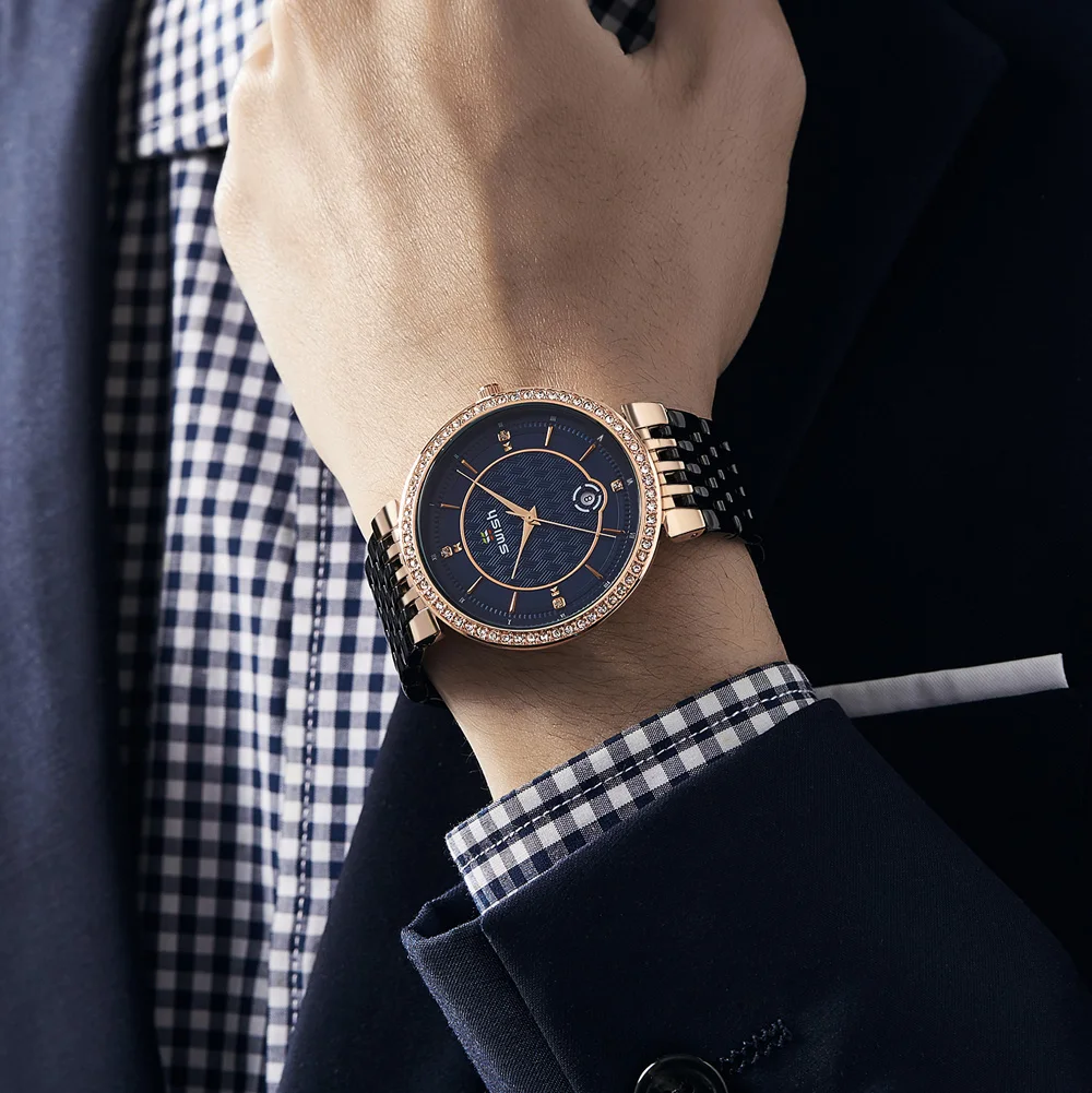 Nové Módne Ultra-tenké Quartz Hodinky Mužov Top Značky Luxusné Drahokamu Šaty Náramkové hodinky Vodotesné Ocele Hodiny Človeka Business Reloj