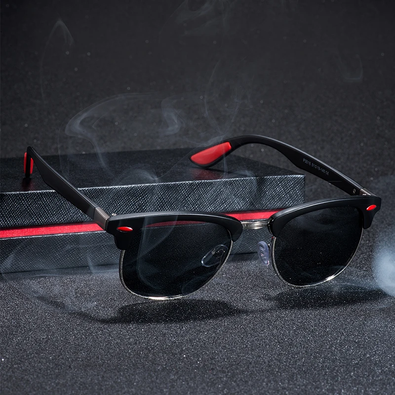 Nové polarizované pánske slnečné okuliare UV400 okuliare semi-metal štvorcový rám dámske slnečné okuliare módne značky, dizajn jazdy slnečné okuliare