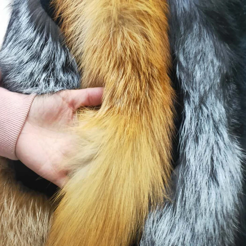 Nové prírodné líška srsť srsť red fox kožušiny + Black Fox Kožušiny Zimné lady teplé kožušiny, kožušinové kabát dovezené celé kože