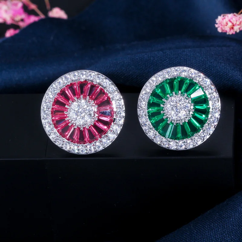 Nové Trendy Malé Okrúhle Stud Náušnice Námestie Crystal Cubic Zirconia Luxusné Dizajnér Náušnice Pre Ženy Módne Šperky 2020