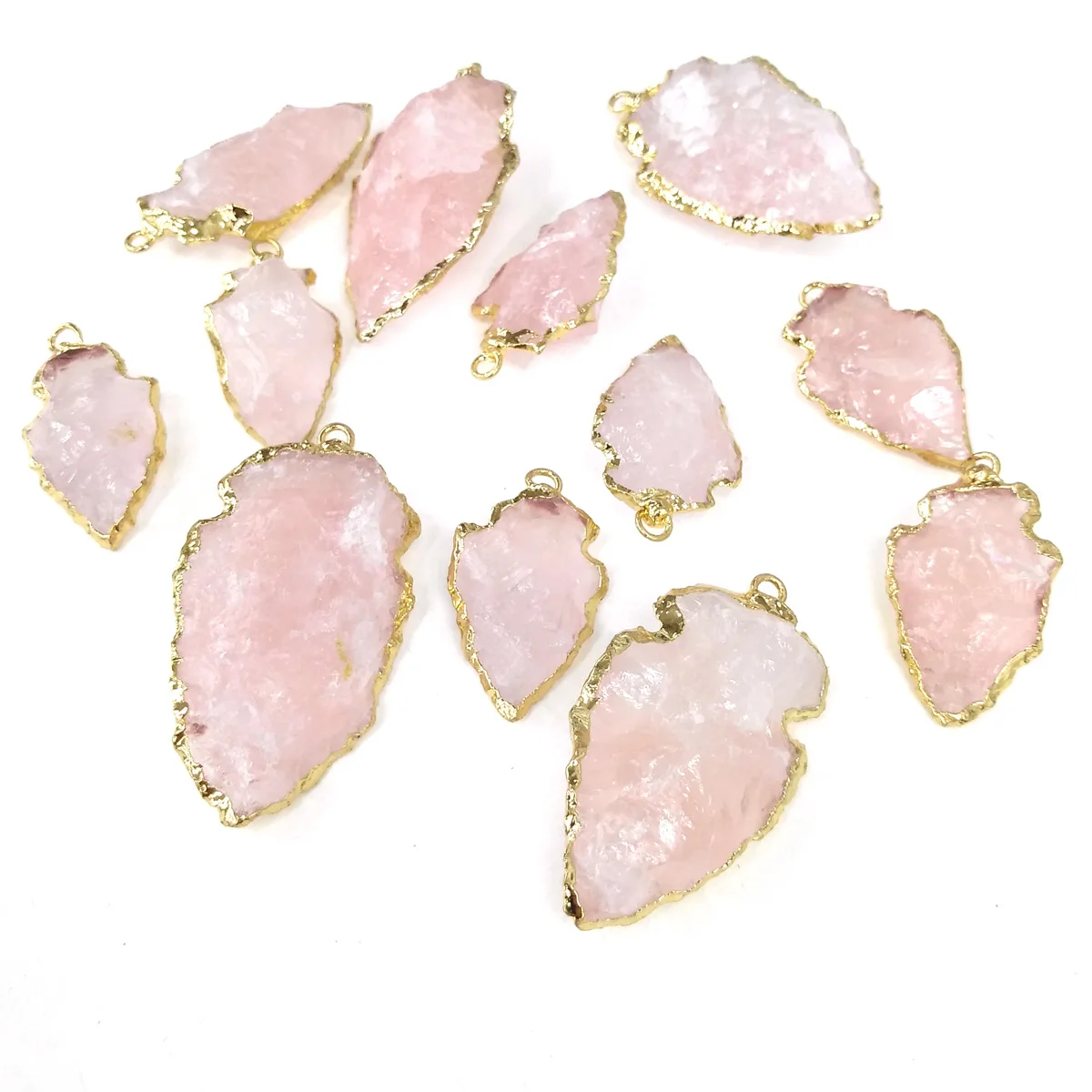 Nový Módny Prírodný Kameň Plátok Agates Prívesky Pink Rose Quartzs zobrazili kľúčové tlačidlá pre Šperky, Takže DIY Náhrdelník Príslušenstvo Darček