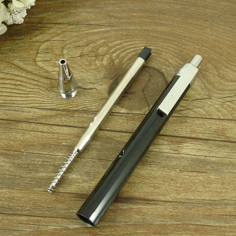 Nový Príchod Čierne Guľôčkové Pero Silver výbava Unisex Kliknite guličkové Pero Slim Design Push Perá pre Žiakov Dary v Pohode Perá