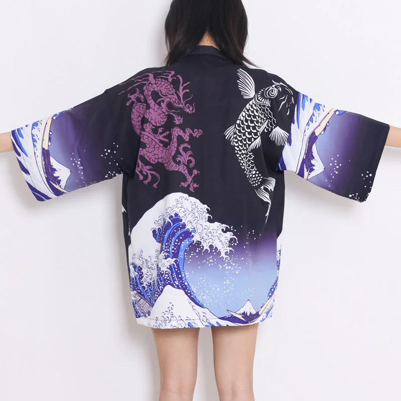 Nový Štýl Blbosť Tlač Janpanese Kimono Harajuku Tričko Topy Bežné Kimonos Yukata Femme Kimono Cosplay Pláži Kabát Ázijské Oblečenie