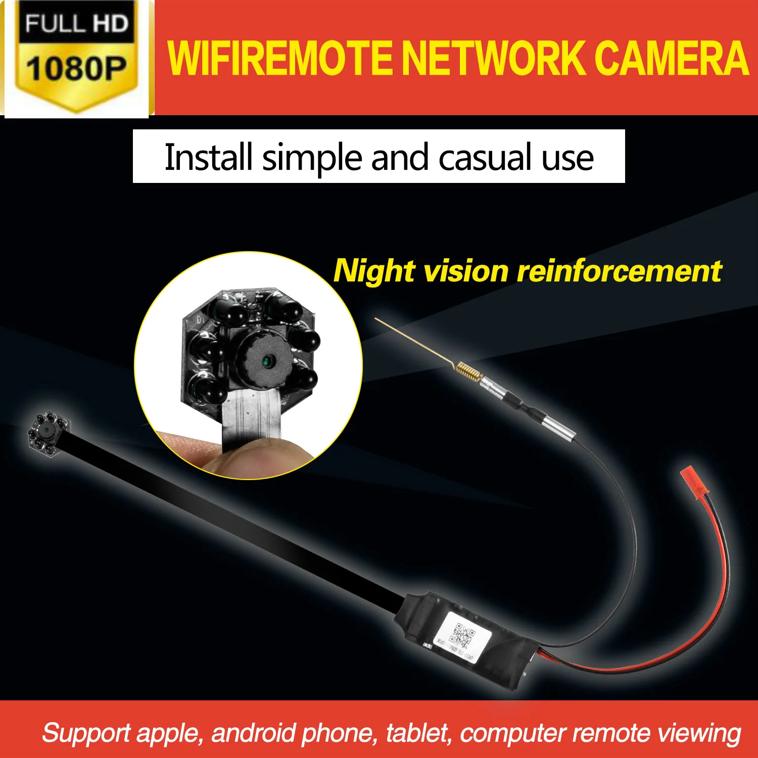 Nočný pohľad HD Prenosný WiFi Mini IP Kamera P2P Bezdrôtový Micro Videokamera videorekordéra Podpora Vzdialeného Zobraziť TF karty